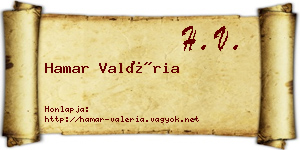 Hamar Valéria névjegykártya