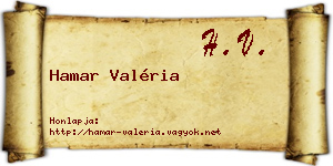 Hamar Valéria névjegykártya